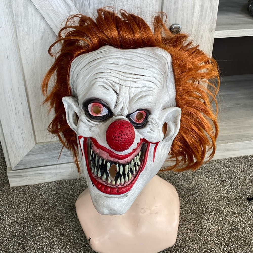 Demonic Clown Rubber Halloween Mask Horror Prop Collectible